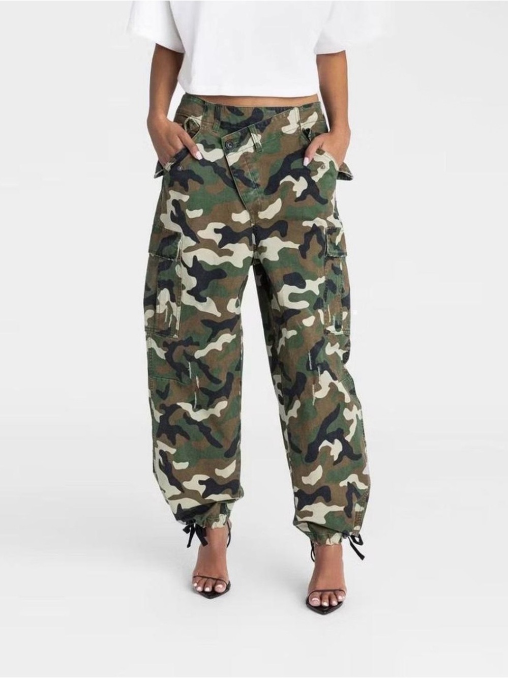Camo Cargo Pants for Women - Green Camouflage KBB